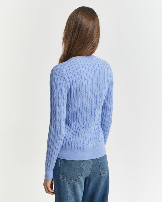 Strickjacke aus Baumwollstretch mit Zopfmuster