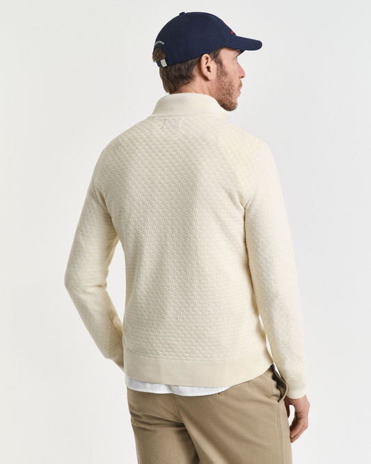 Sweater mit Mikrotextur und halbem Reißverschluss