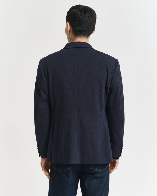 Slim Fit Zweifarbiger Jersey-Piqué-Blazer