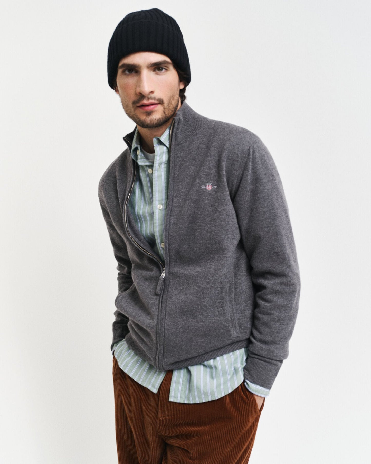 Gilet zippé en lambswool superfin