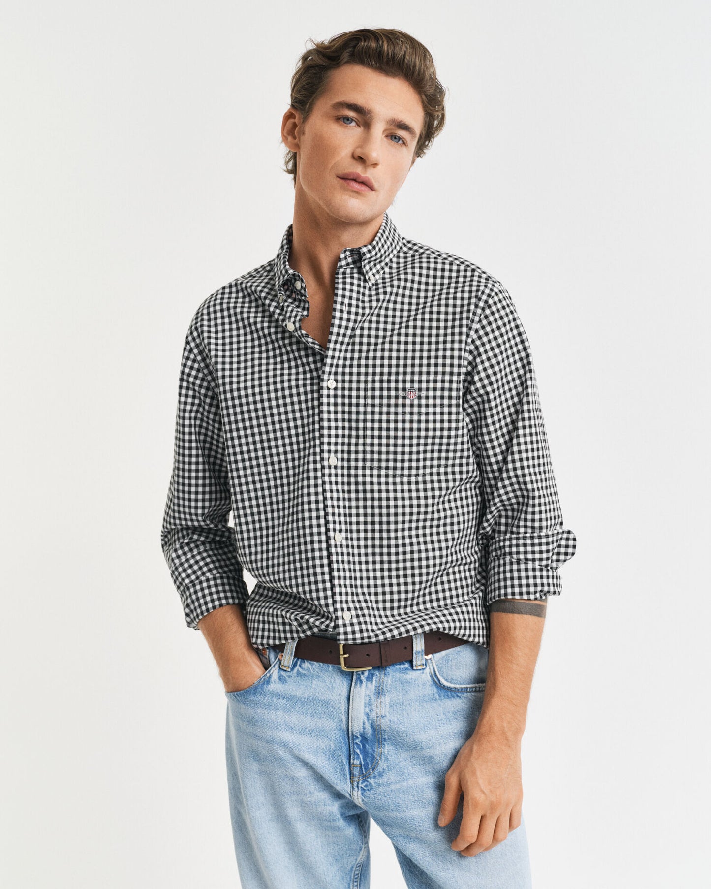 Chemise popeline coupe droite à carreaux vichy classiques