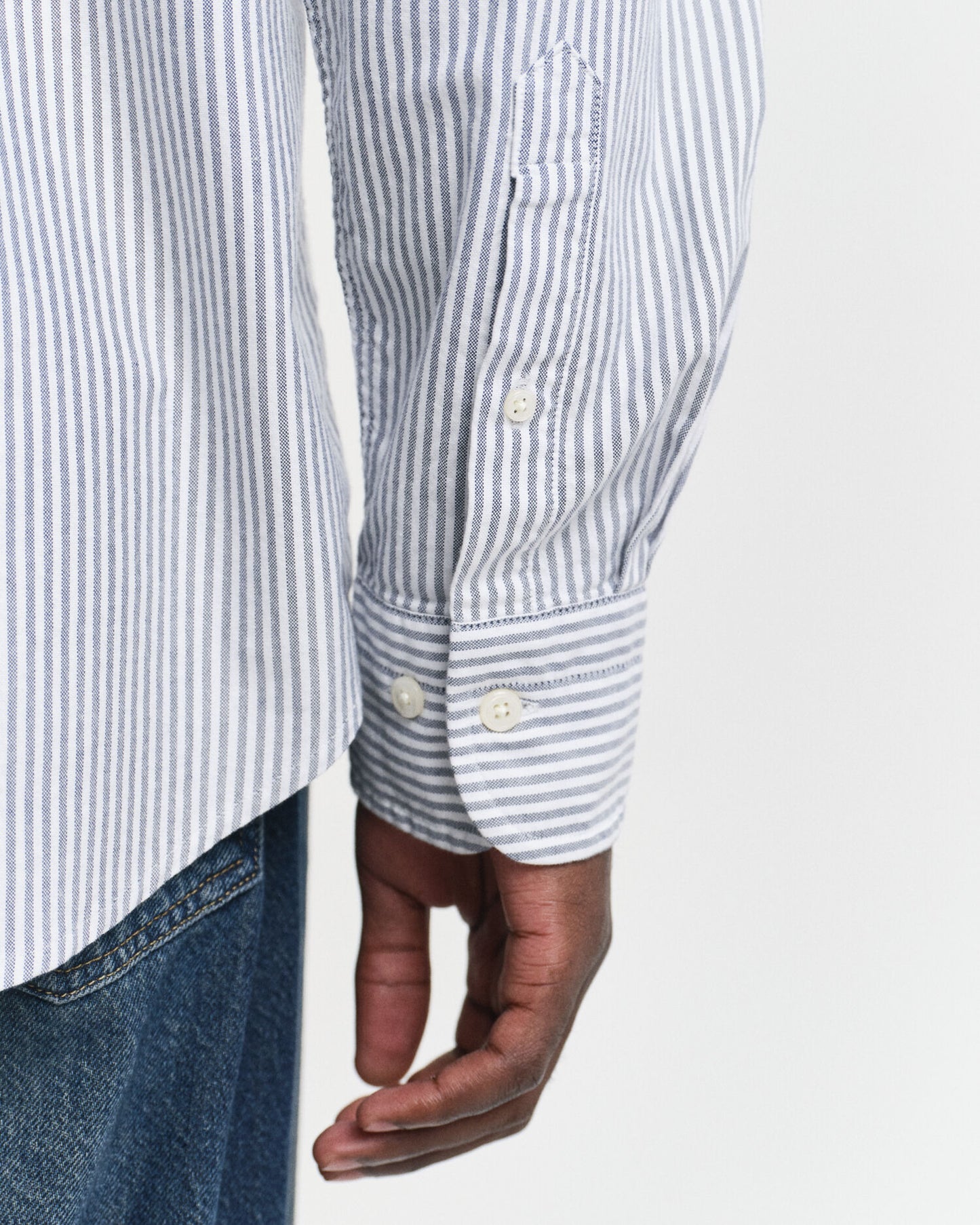 Chemise Oxford classique à rayures banquier coupe droite