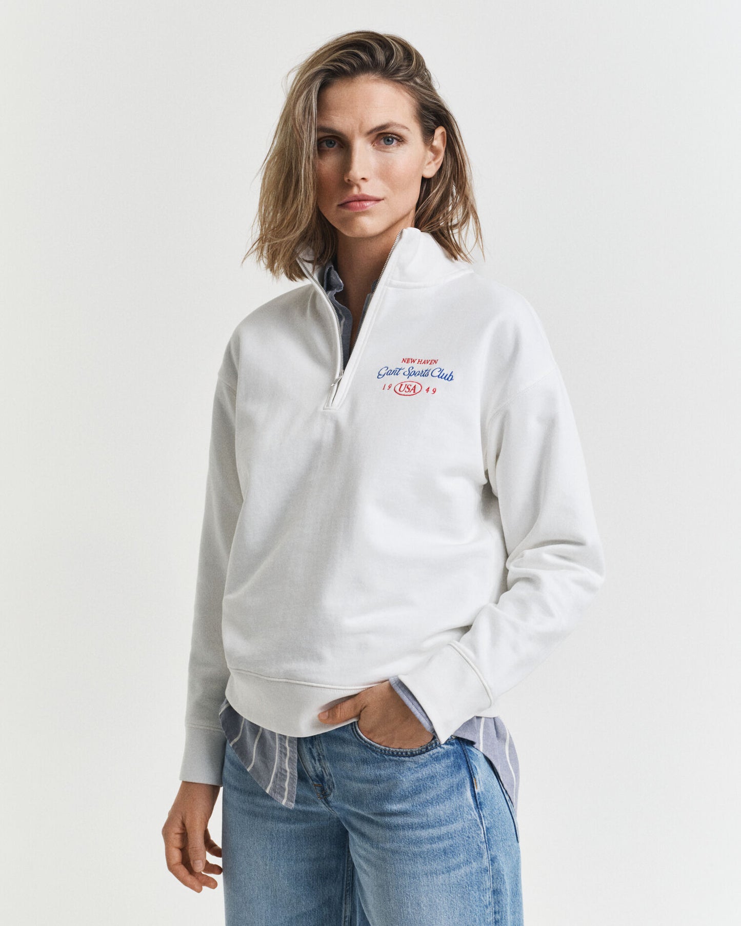 Sweat-shirt graphique demi-zippé