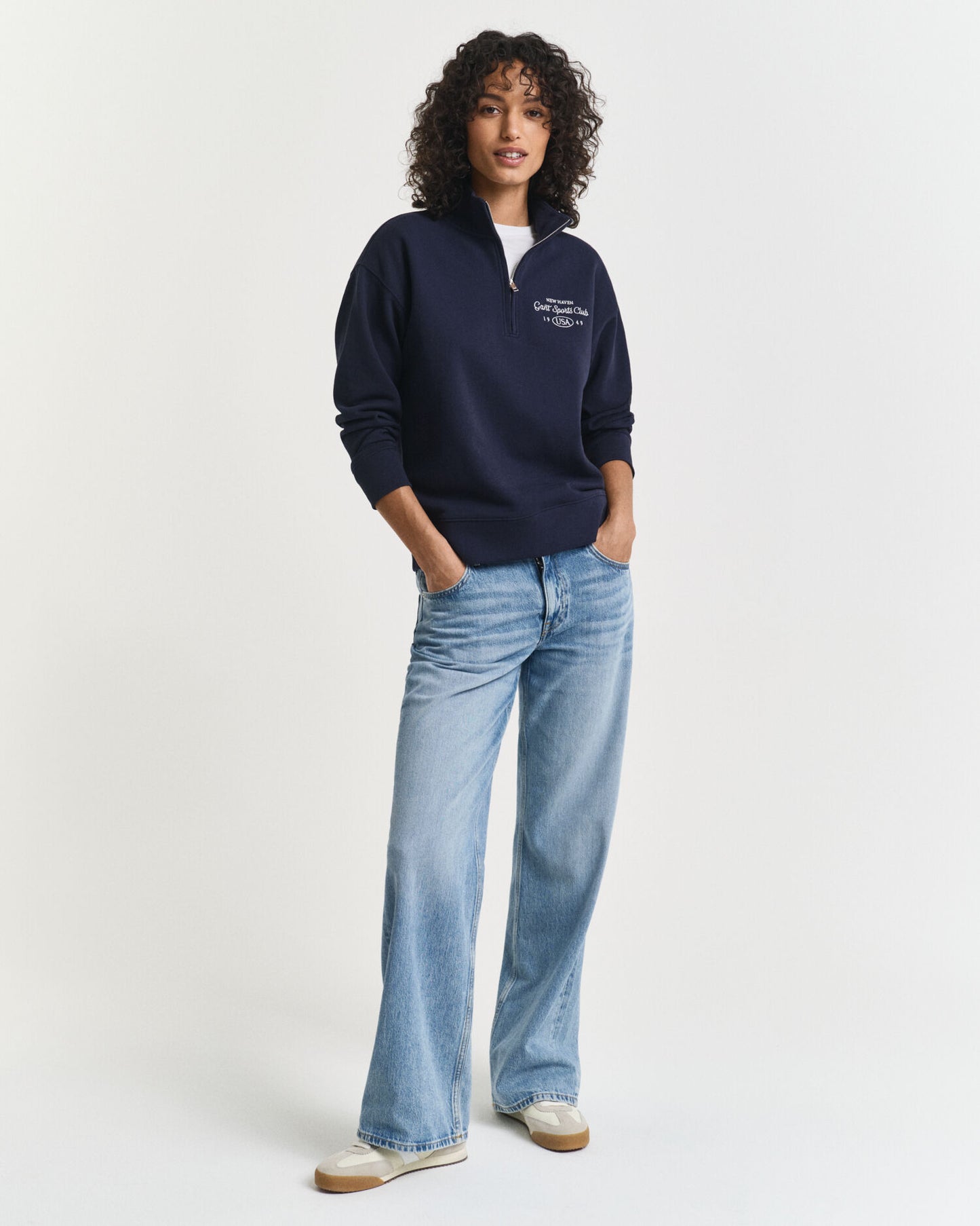 Sweat-shirt graphique demi-zippé
