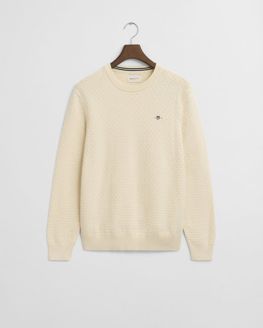 Pullover mit Mikrostruktur-Rundhalsausschnitt