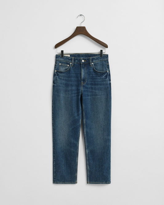Cropped Straight Leg Stretch-Jeans