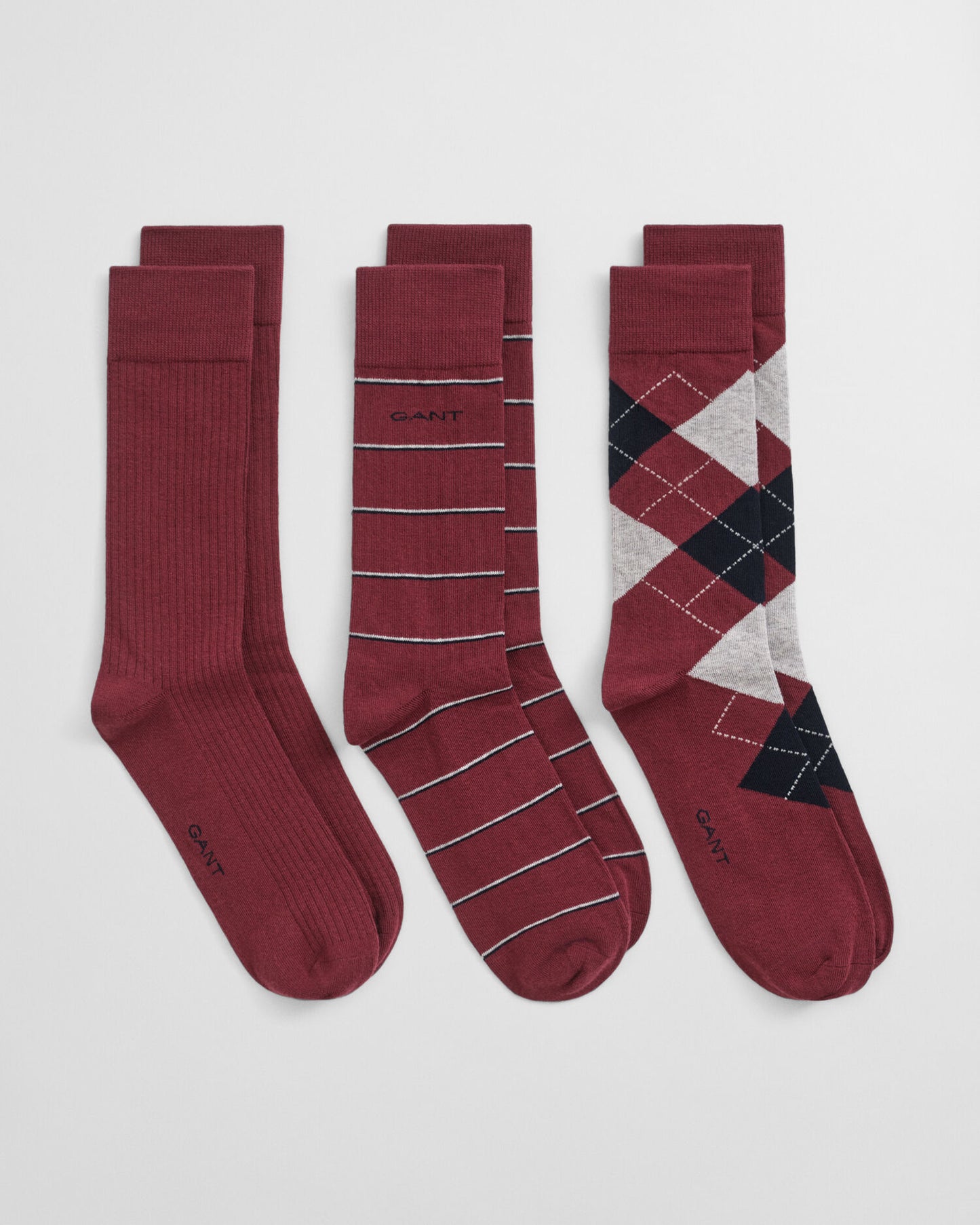 3er-Pack Socken mit Argyle- & Streifenmuster