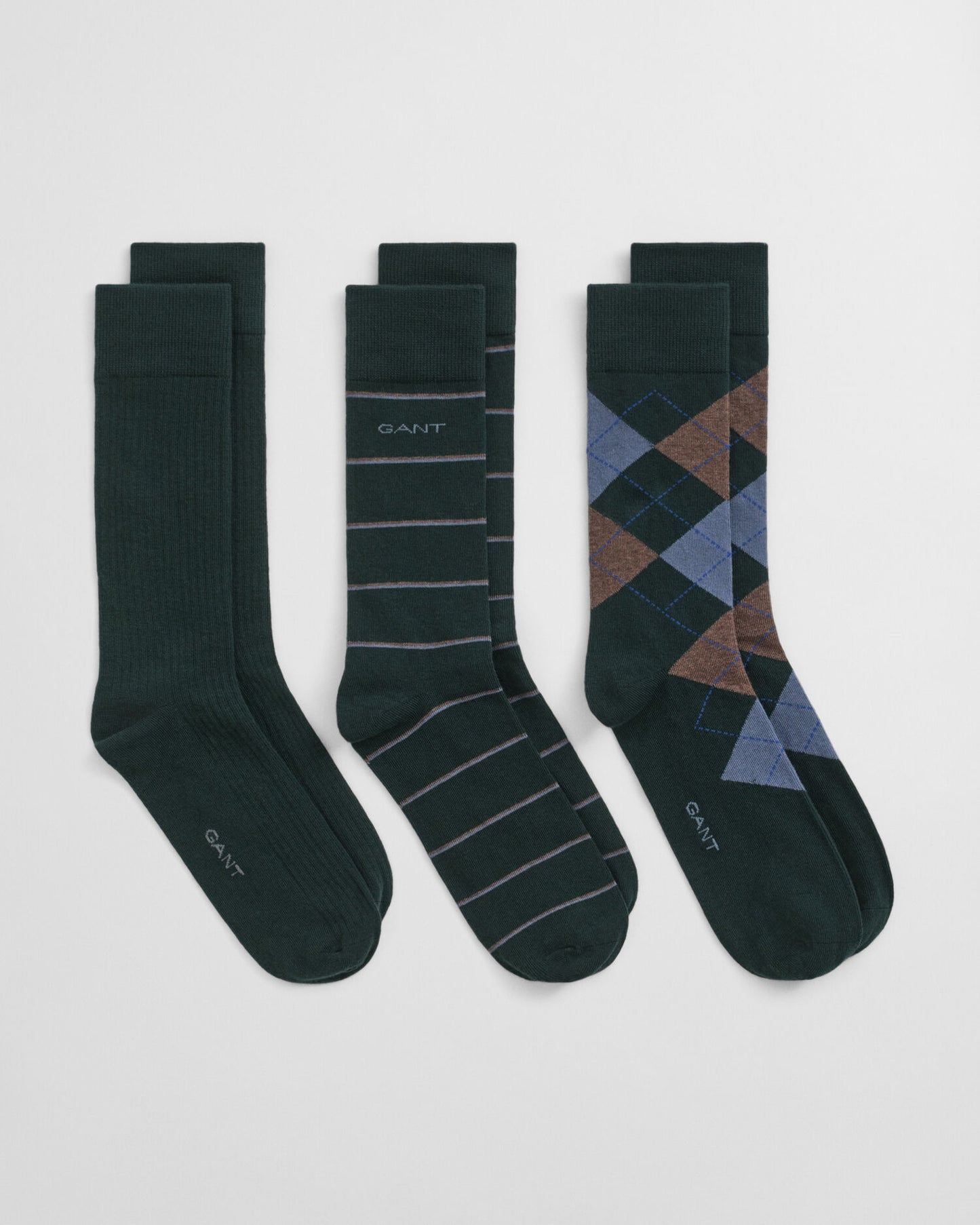 3er-Pack Socken mit Argyle- & Streifenmuster