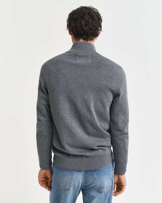 Legere Baumwoll-Strickjacke mit Reißverschluss
