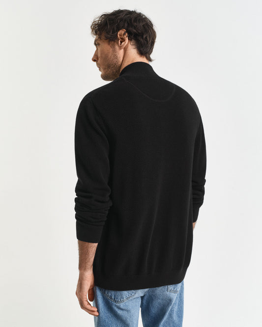 Baumwoll-Piqué-Strickjacke mit Reißverschluss