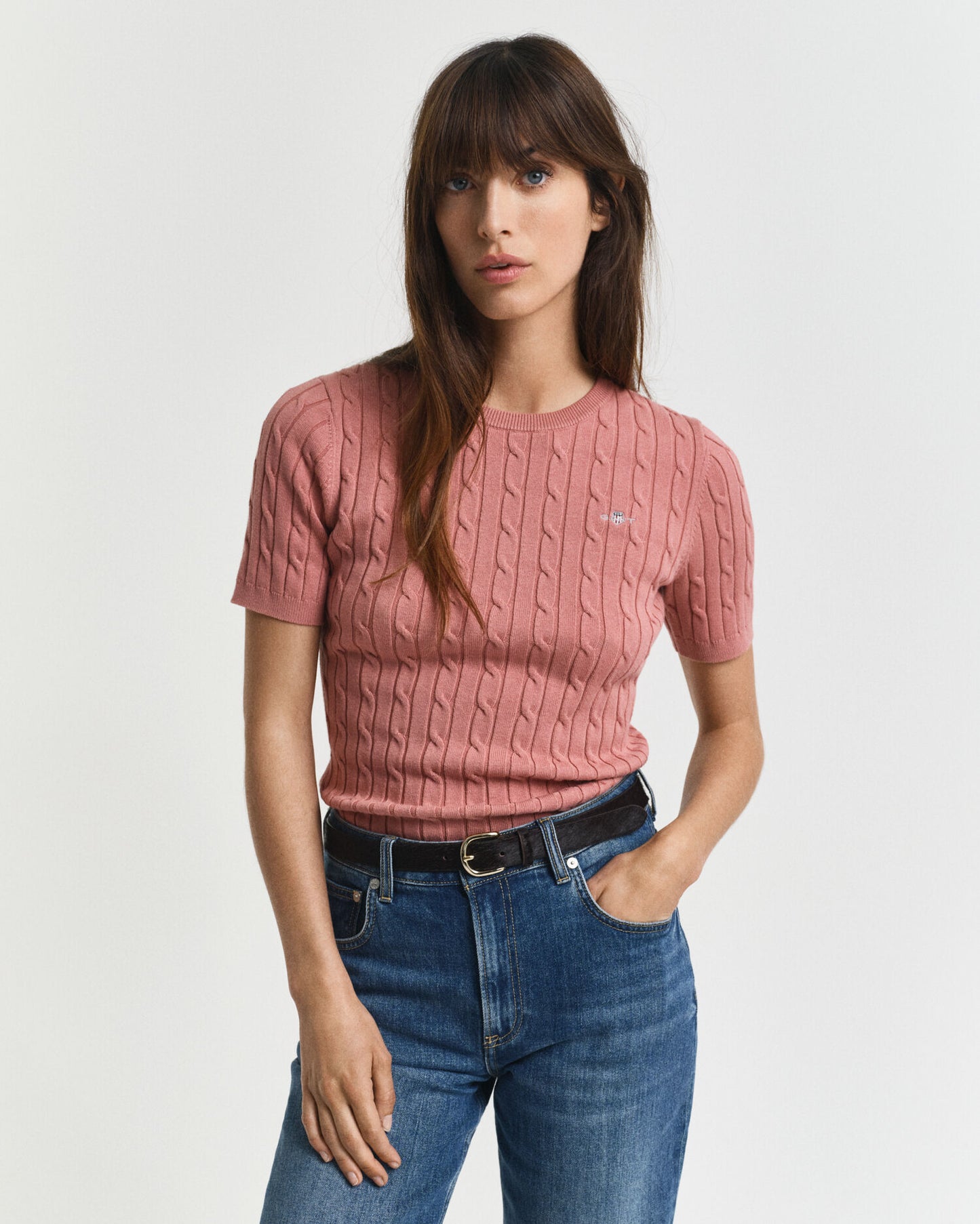 Pull en coton extensible à maille torsadée