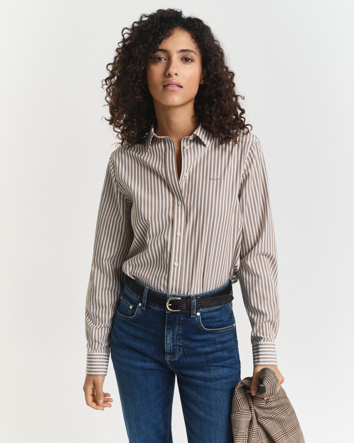 Chemise classique en popeline à rayures coupe droite