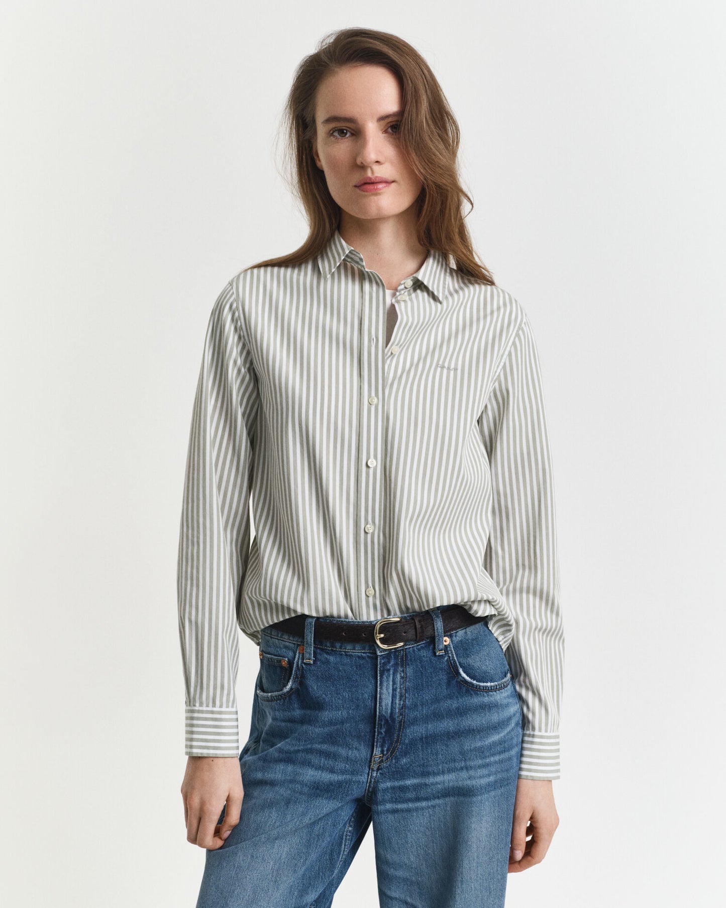 Chemise classique en popeline à rayures coupe droite