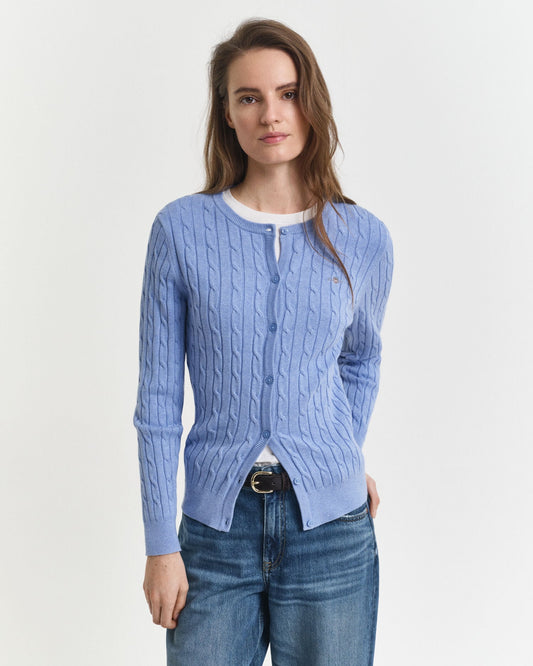 Strickjacke aus Baumwollstretch mit Zopfmuster