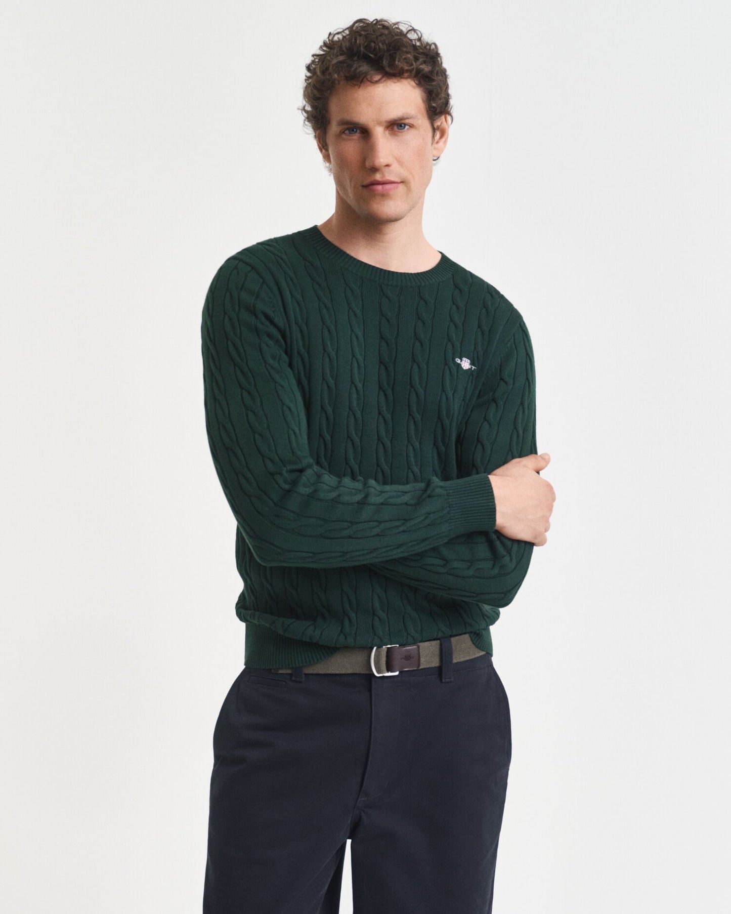 Pull ras du cou en maille torsadée de coton