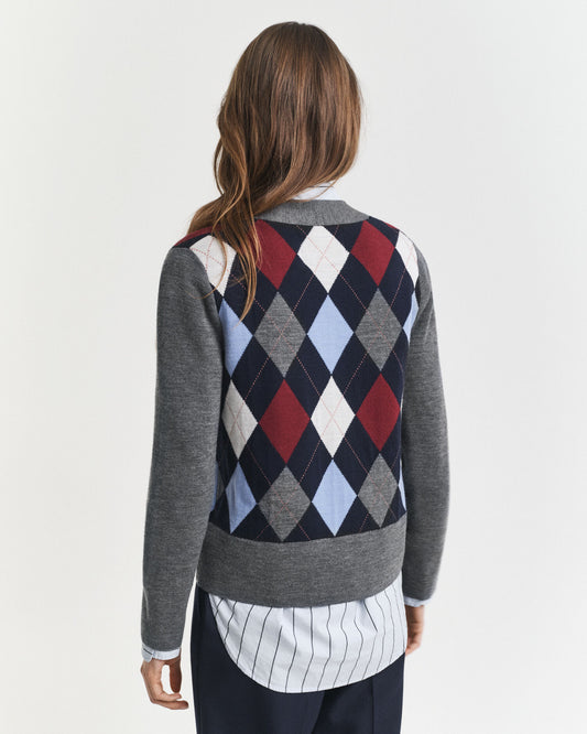 Argyle V-Ausschnitt Cardigan