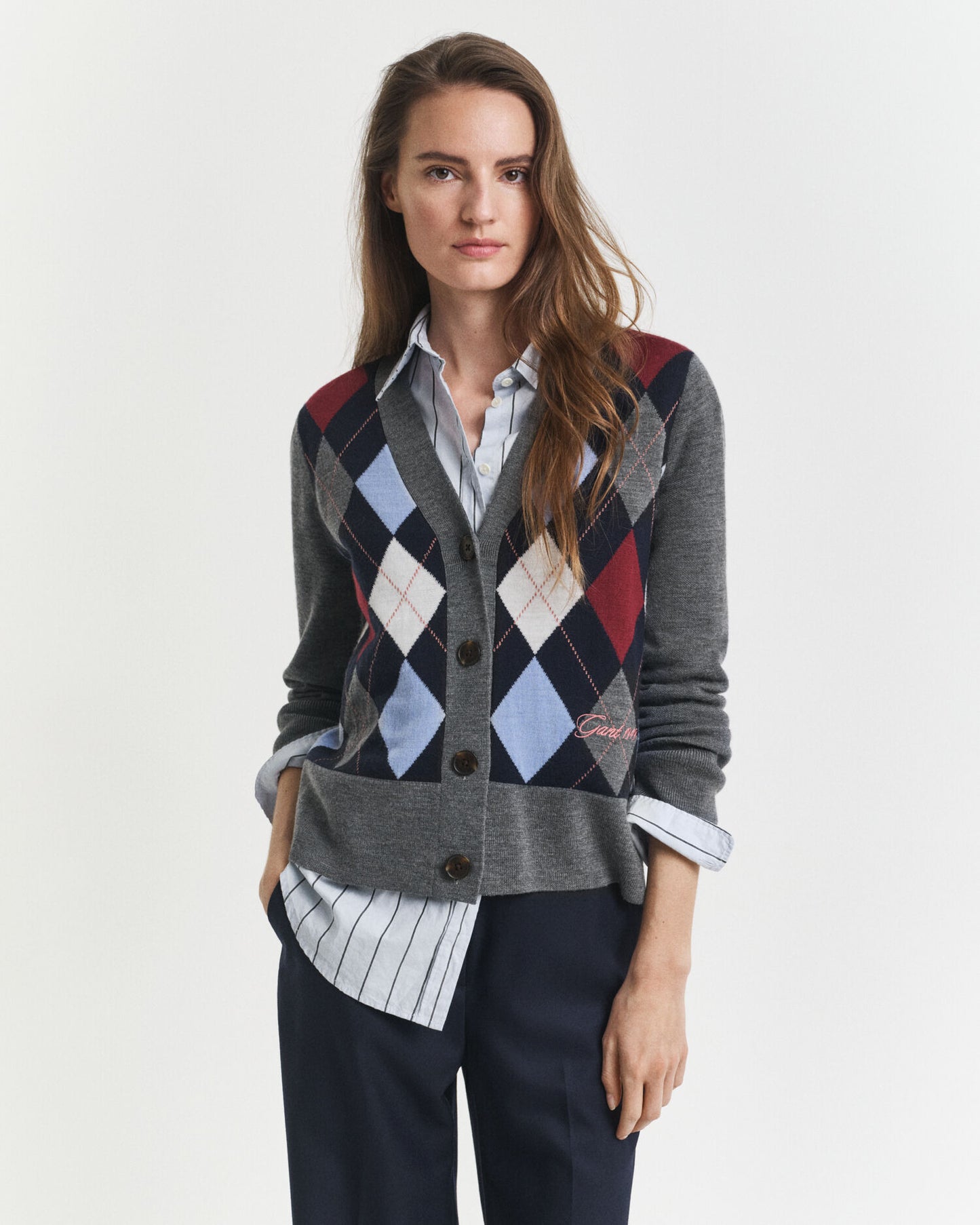 Argyle V-Ausschnitt Cardigan