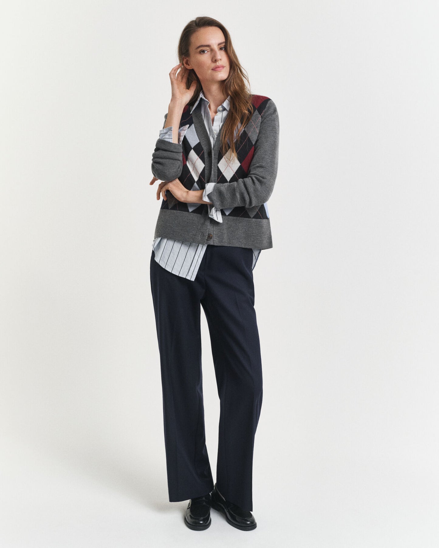 Argyle V-Ausschnitt Cardigan