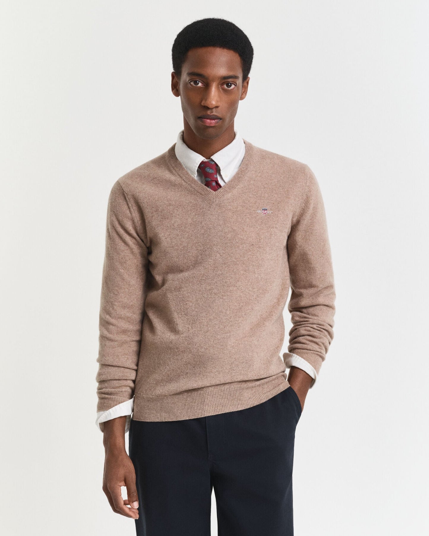 Pull col en V en laine d'agneau superfine