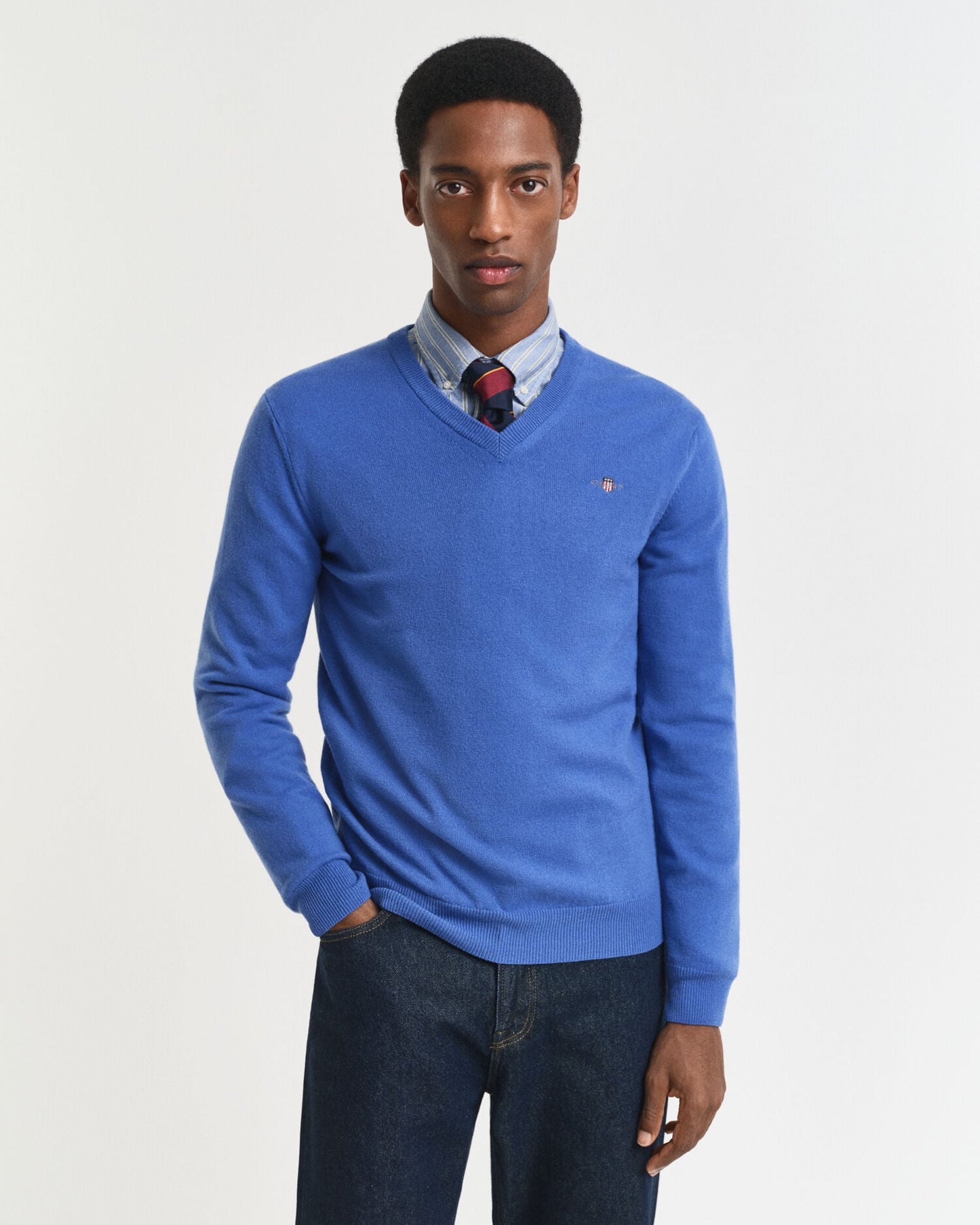 Pull col en V en laine d'agneau superfine