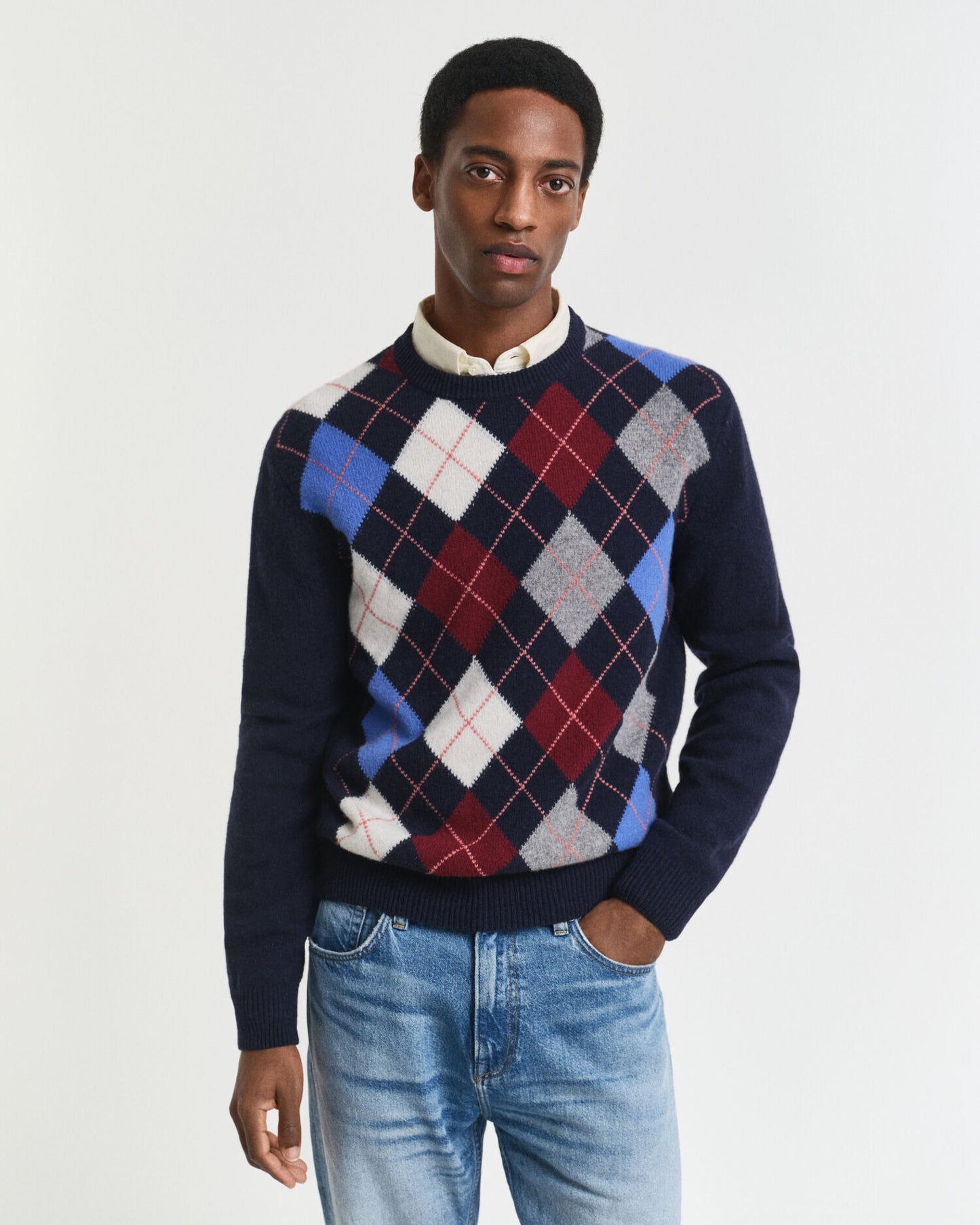 Argyle-Pullover mit Rundhalsausschnitt