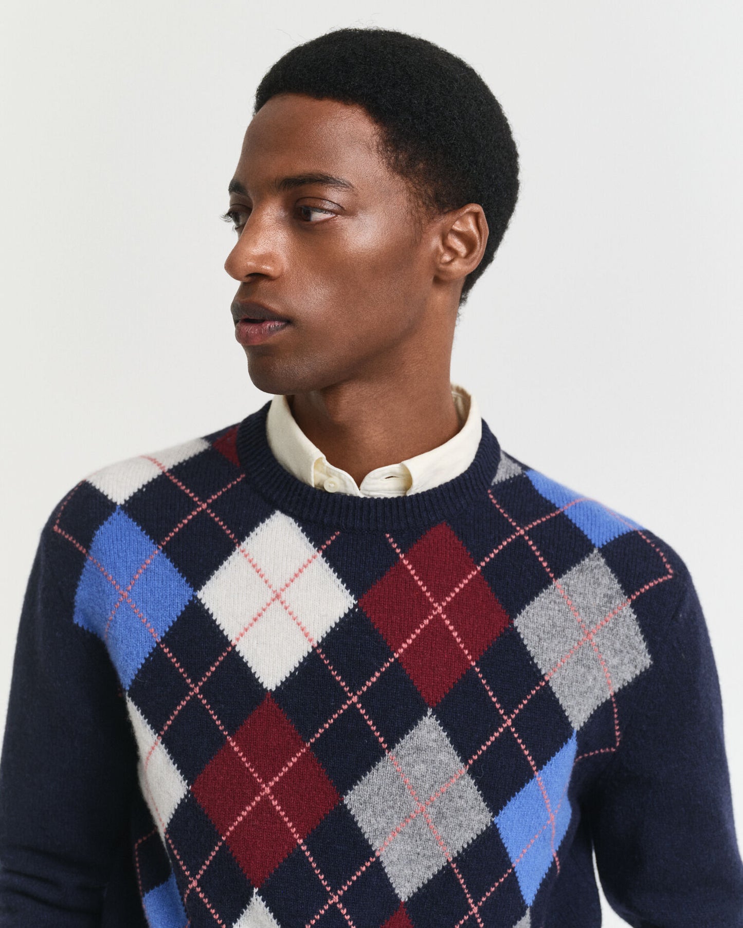 Argyle-Pullover mit Rundhalsausschnitt