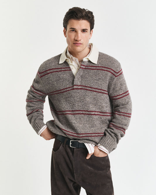 Gestreifter Polopullover aus Wollmischung