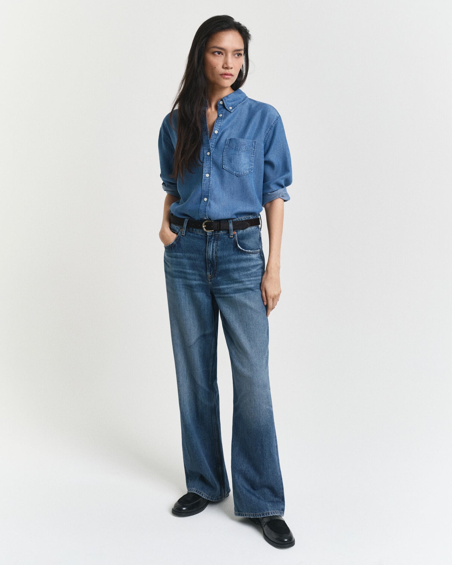 Chemise indigo coupe décontractée