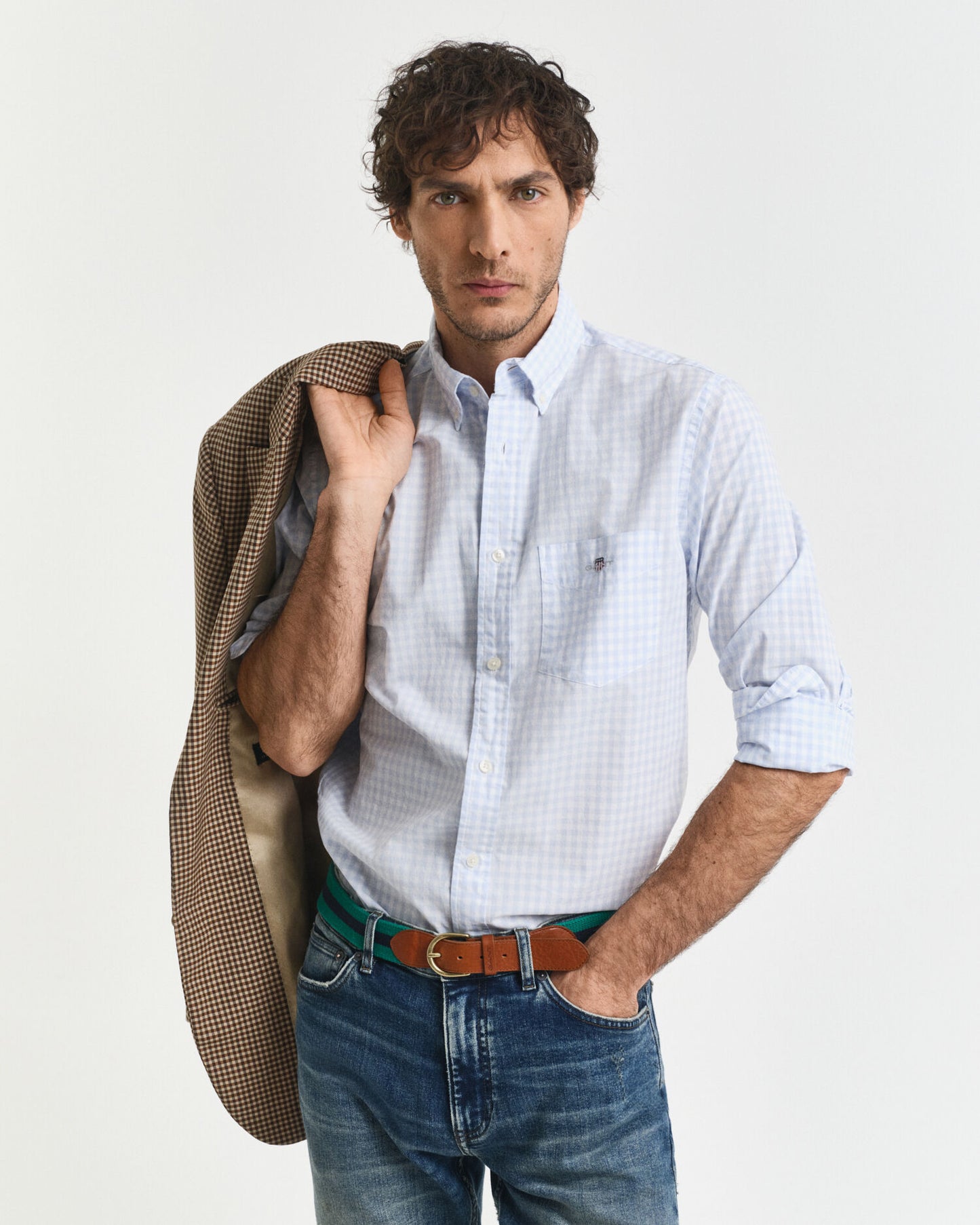 Chemise popeline coupe droite à carreaux vichy classiques
